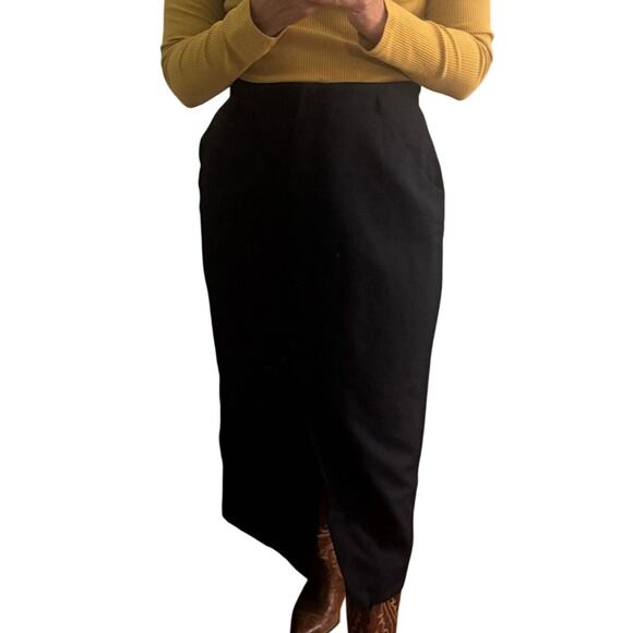 Vintage 90s Jones New York Blue Midi Wool Skirt Womens 14 Classiccore Heritage - Picture 1 of 10